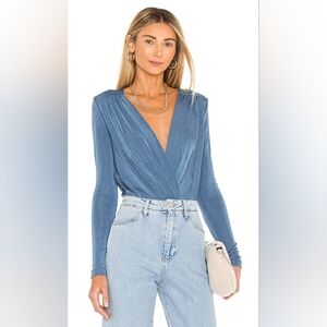 Free People Turnt Bodysuit Metal Blue M  NWT